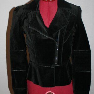 White House Black Market Black Velvet Moto Jacket - Size 0 – Excellent Condition